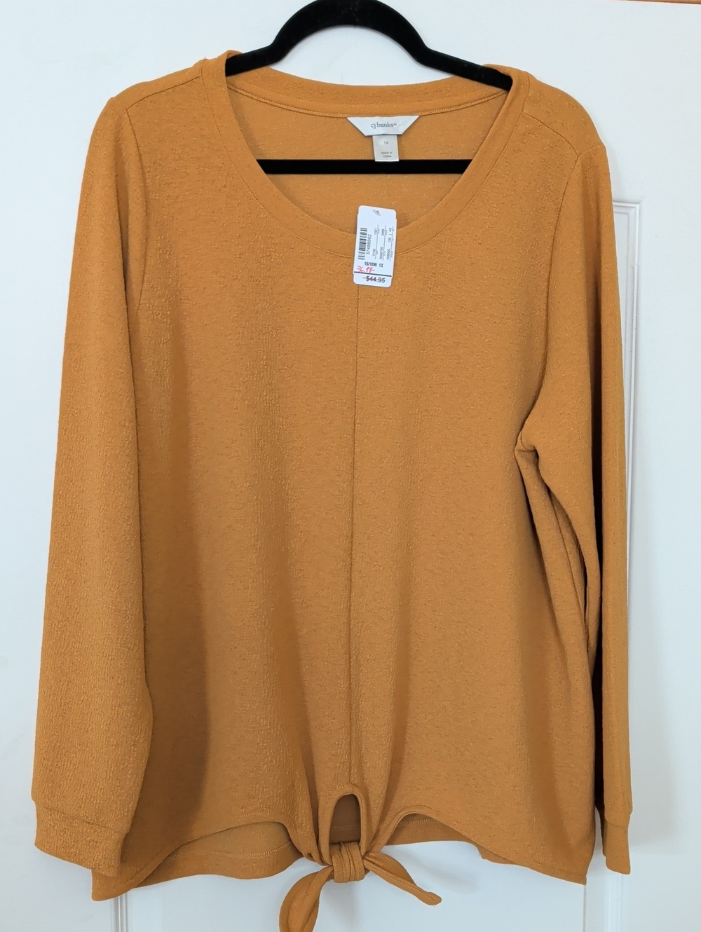 Christopher & Banks Mustard Long Sleeve Tie-Hem Top Tote 3